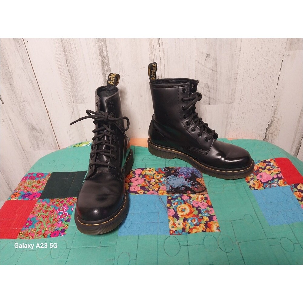 Dr Martens 1460 Black Leather Lace Up Boots Women's 8